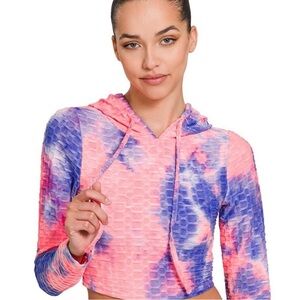 Zenana Women's Tie dye Cropped Hoodie